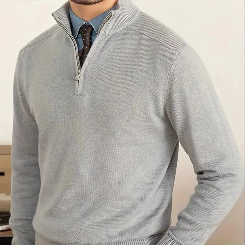 Half-Zip Sweater for Men Light Gray