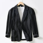 Casual Linen Blazer for Effortless Style Black