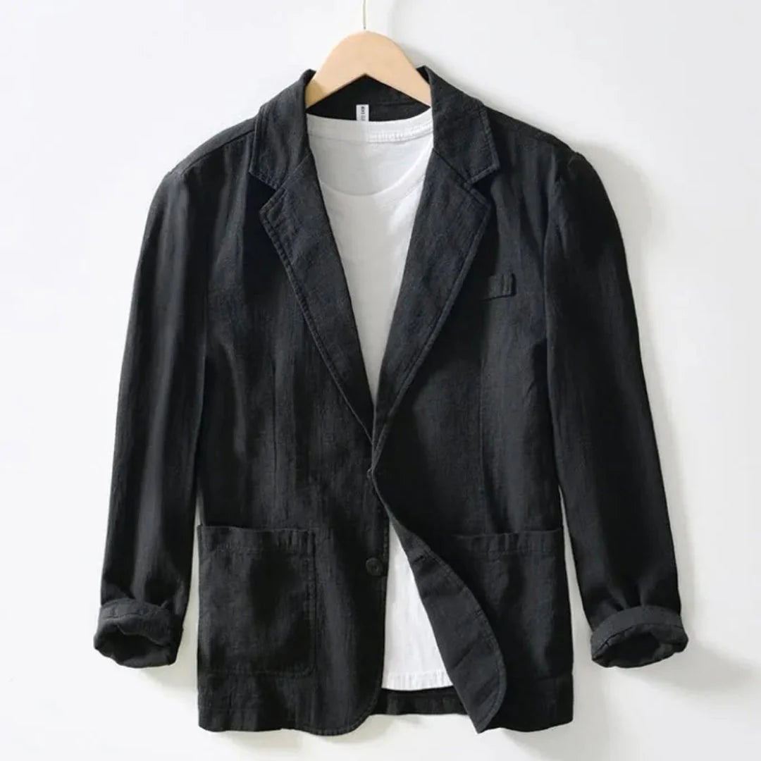 Casual Linen Blazer for Effortless Style Black