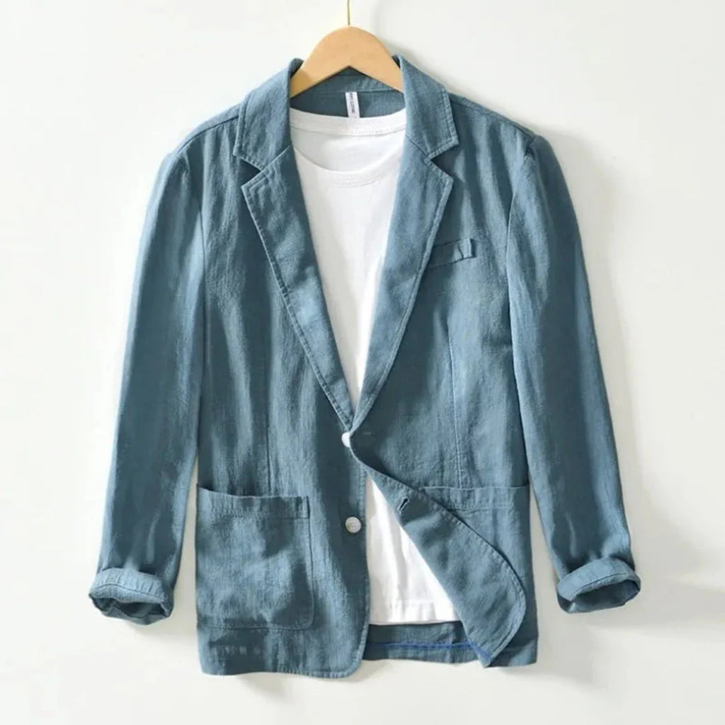 Casual Linen Blazer for Effortless Style Blue