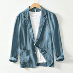 Casual Linen Blazer for Effortless Style Blue