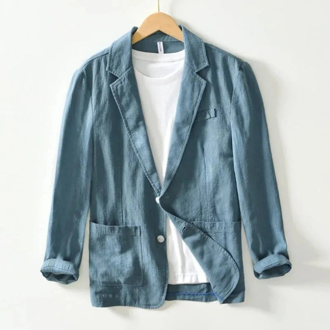 Casual Linen Blazer for Effortless Style Blue