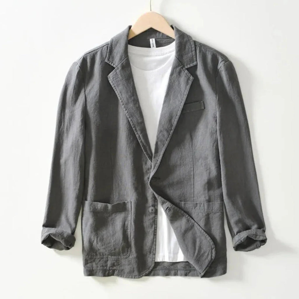 Casual Linen Blazer for Effortless Style Gray