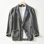 Casual Linen Blazer for Effortless Style Gray