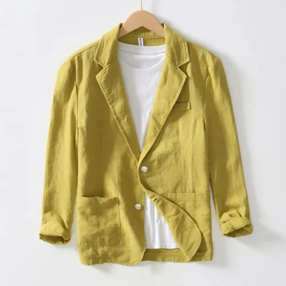 Casual Linen Blazer for Effortless Style Yellow