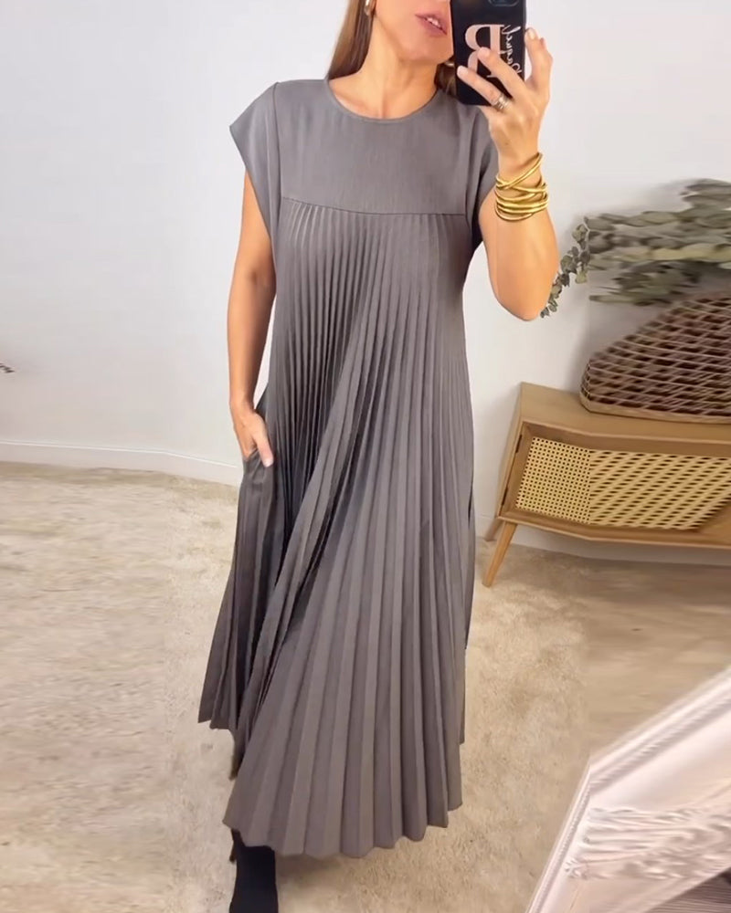 Women's Flowy Pleated Maxi Dress for Cocktail Events