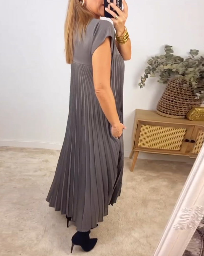 Women's Flowy Pleated Maxi Dress for Cocktail Events