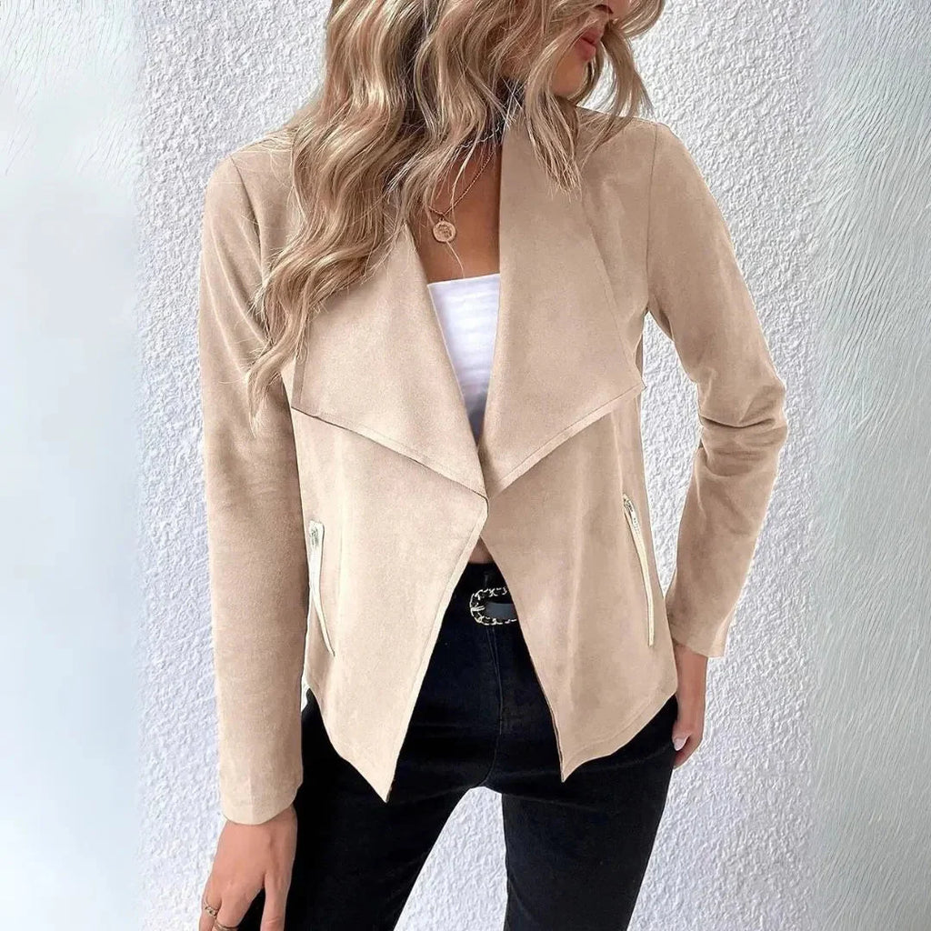 Chic Draped Open-Front Jacket Apricot