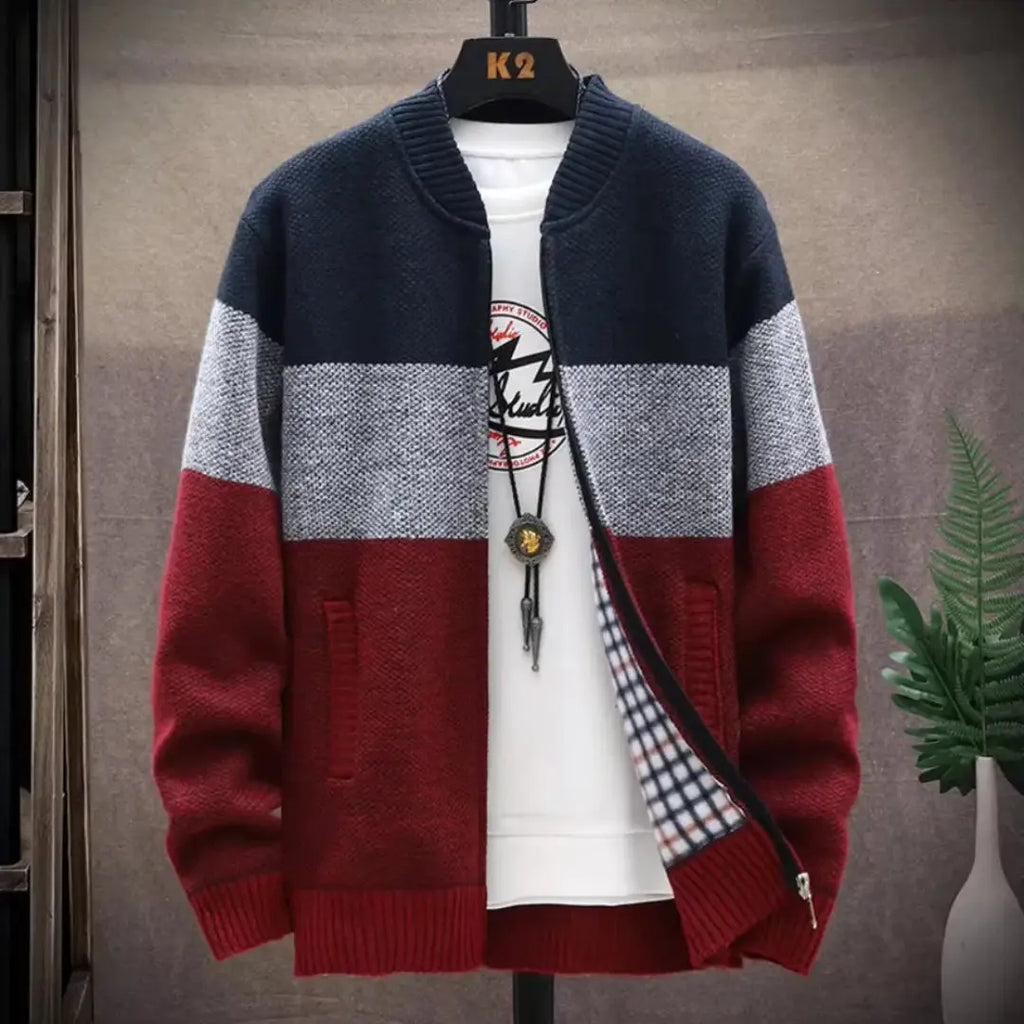 Zip-Up Cardigan for Effortless Style Wine Red