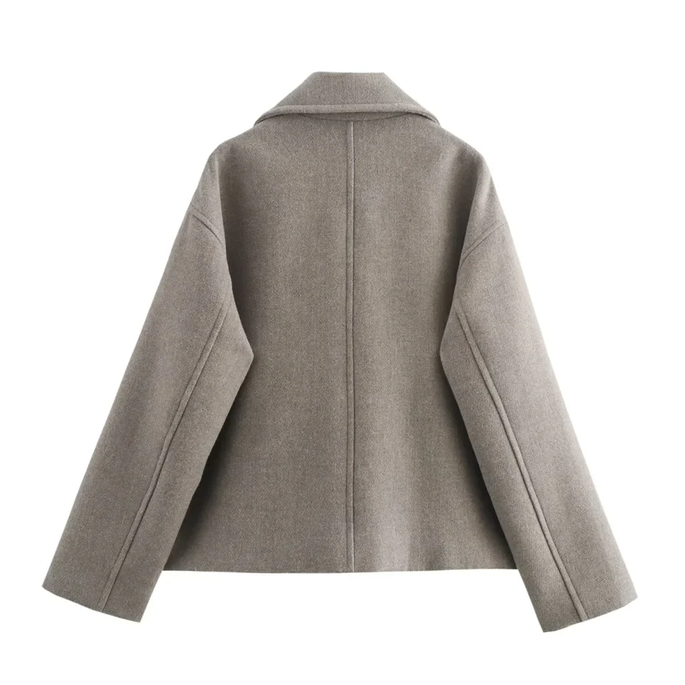 Double-Breasted Wool-Collar Women's Coat – Stylish Autumn Essential