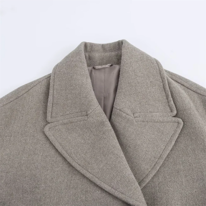 Double-Breasted Wool-Collar Women's Coat – Stylish Autumn Essential