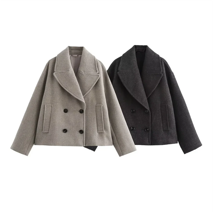 Double-Breasted Wool-Collar Women's Coat – Stylish Autumn Essential