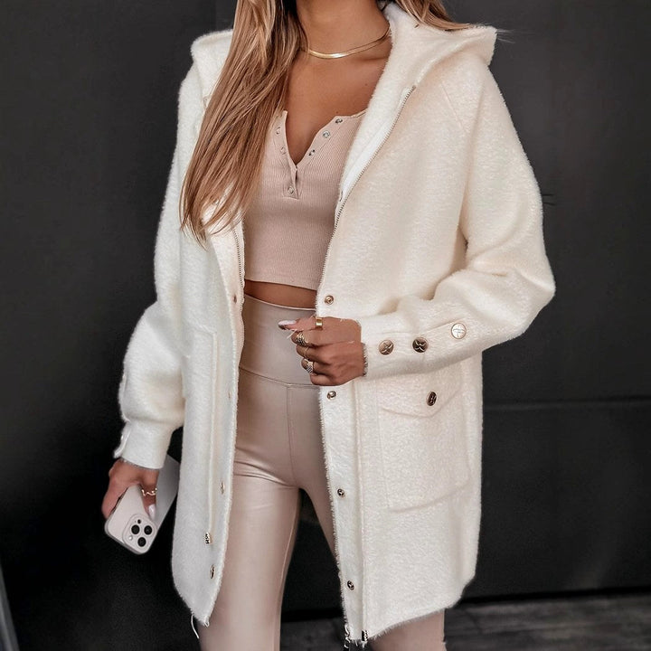 Women's Hooded Longline Fuzzy Jacket