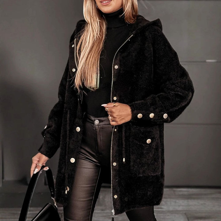Women's Hooded Longline Fuzzy Jacket