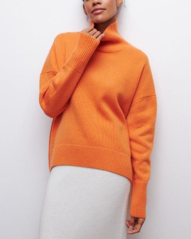 Women's Cozy Turtleneck Sweater Orange