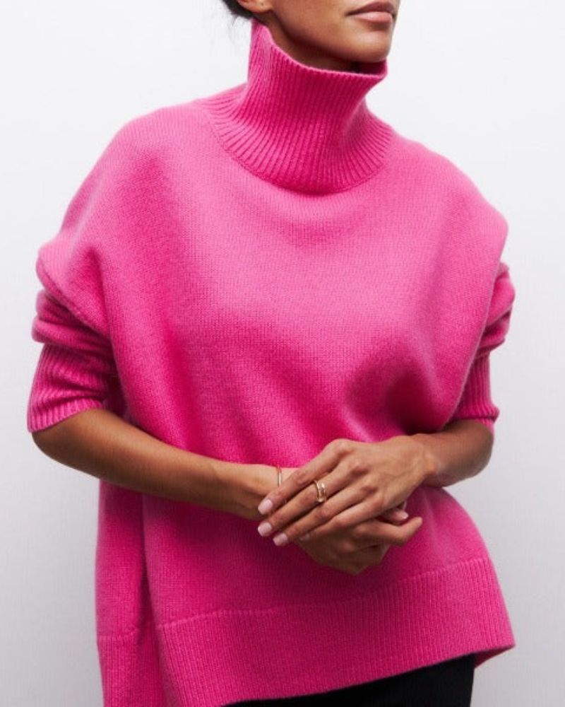Women's Cozy Turtleneck Sweater Pink