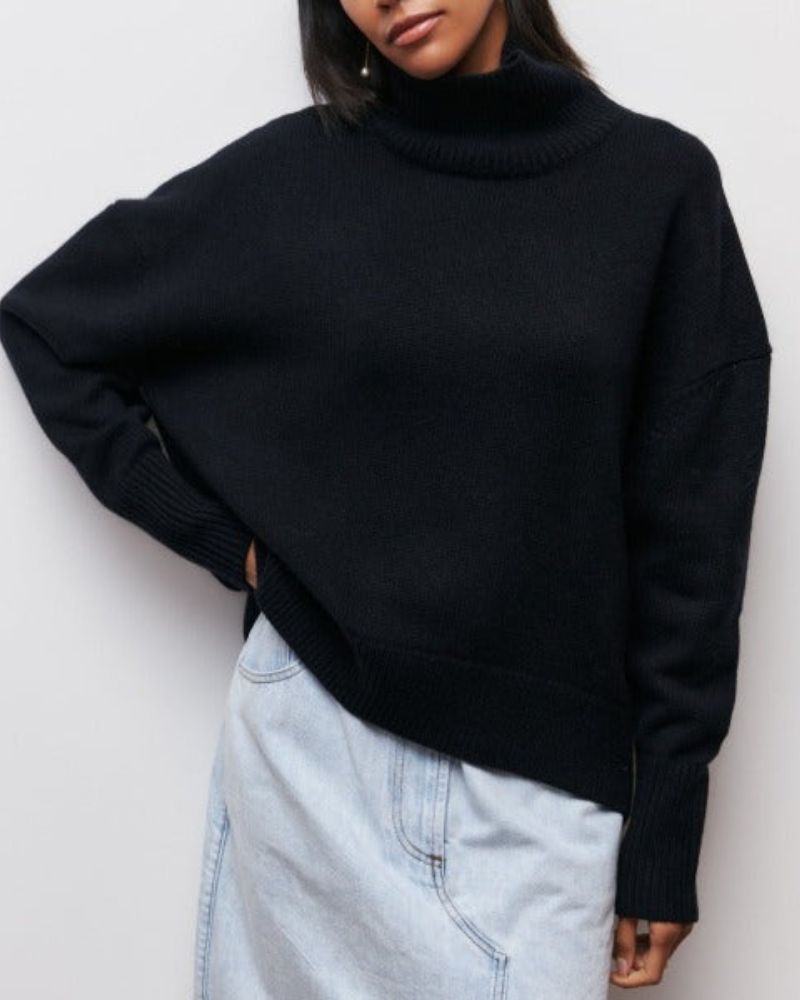 Women's Cozy Turtleneck Sweater Black