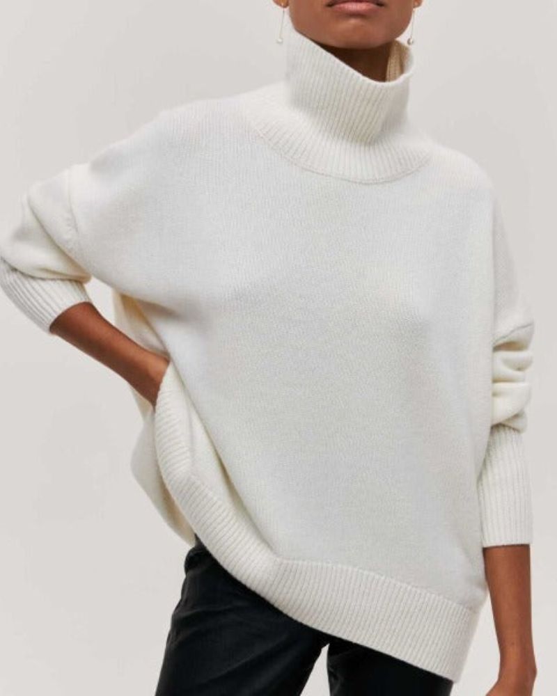 Women's Cozy Turtleneck Sweater White