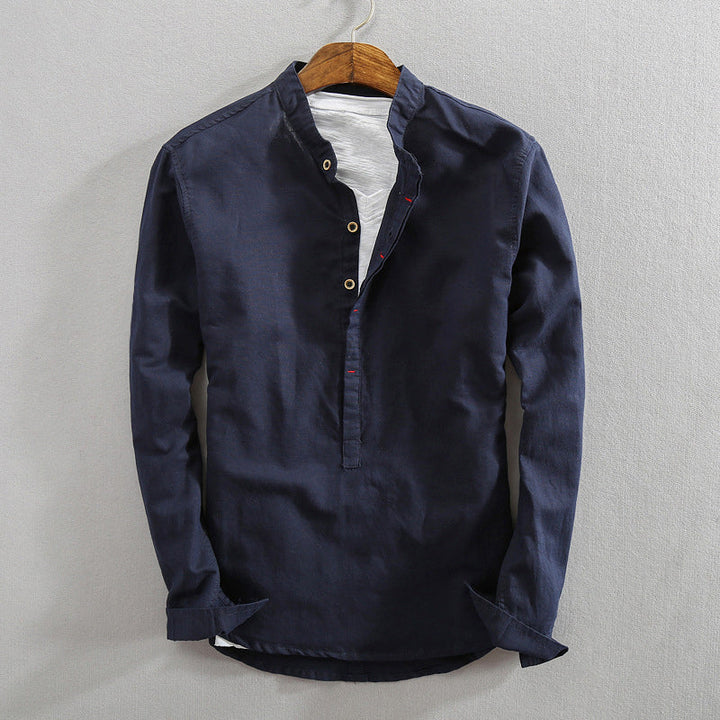 Edward | Men's Long Sleeve Stand Collar Shirt-MODAUTLET