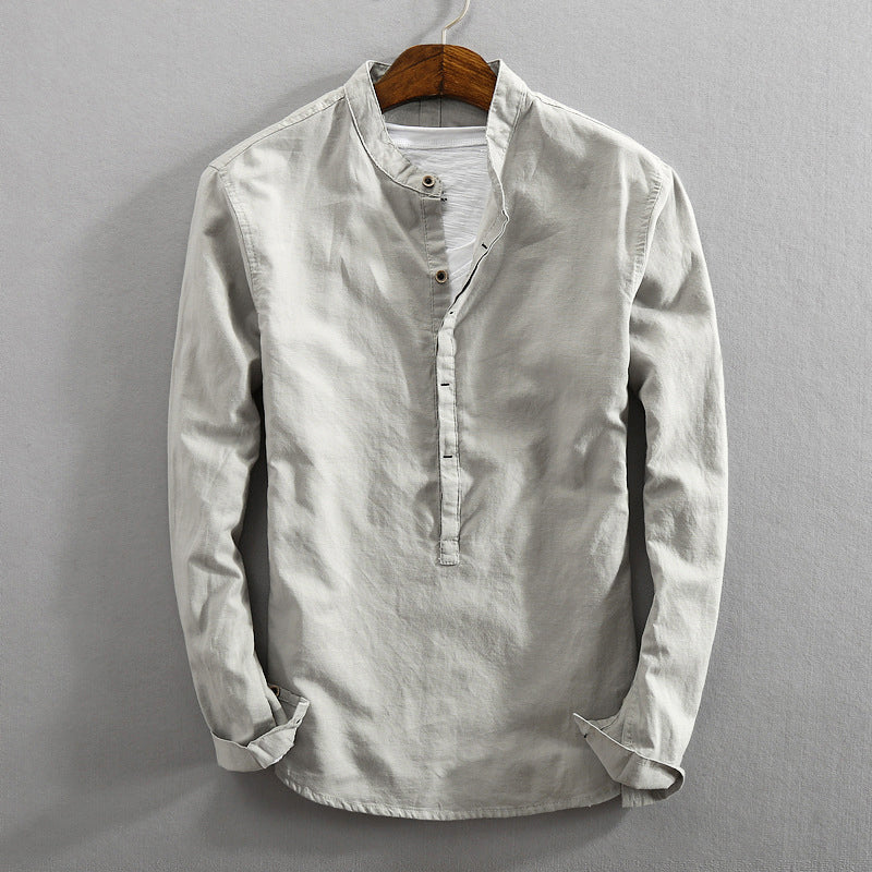 Edward | Men's Long Sleeve Stand Collar Shirt-MODAUTLET