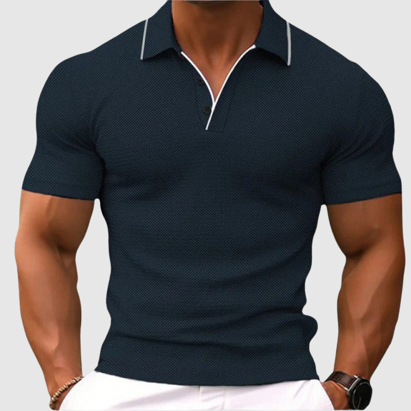 Edward | Men's Textured Knit Polo Shirt-MODAUTLET