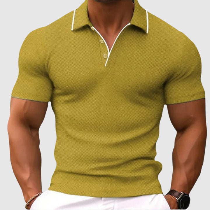 Edward | Men's Textured Knit Polo Shirt-MODAUTLET