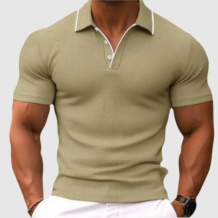 Edward | Men's Textured Knit Polo Shirt-MODAUTLET