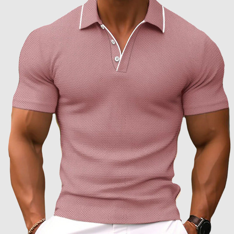 Edward | Men's Textured Knit Polo Shirt-MODAUTLET