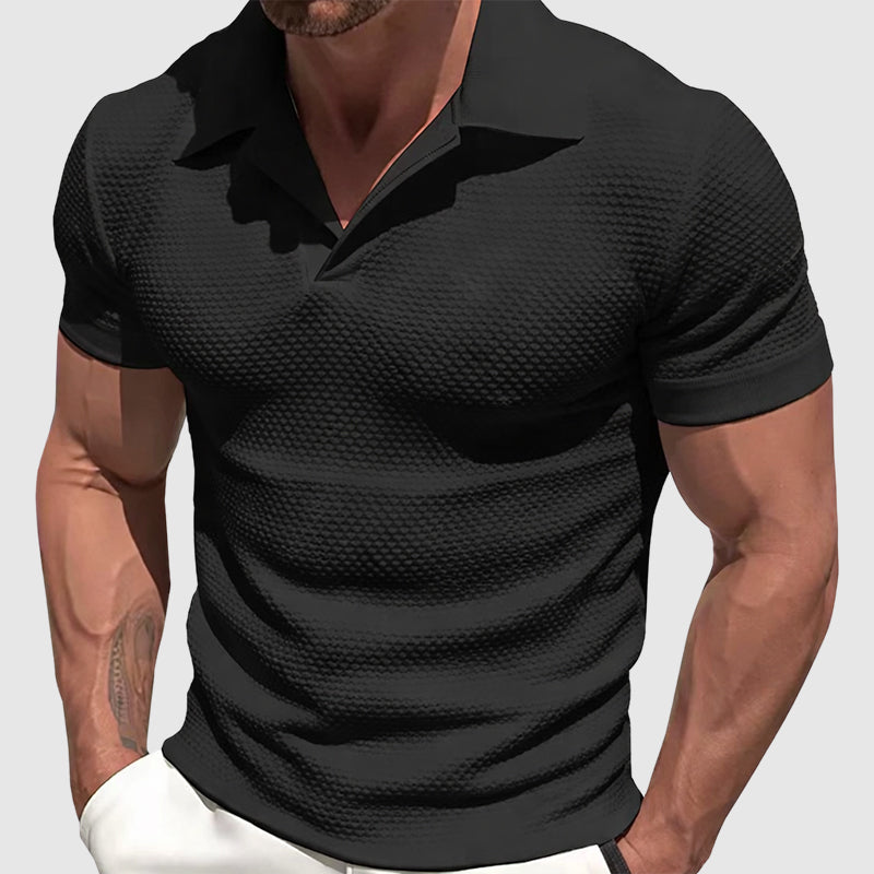 Edward | Men's Textured Short Sleeve Polo Shirt-MODAUTLET