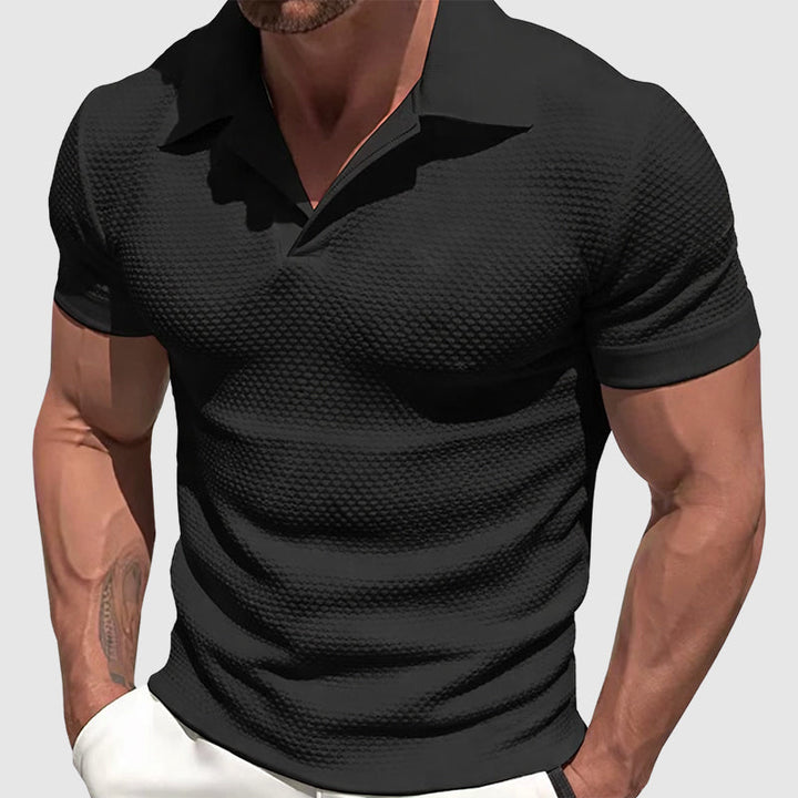 Edward | Men's Textured Short Sleeve Polo Shirt-MODAUTLET
