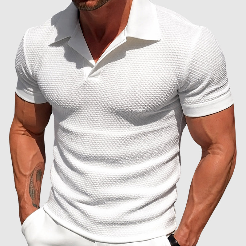 Edward | Men's Textured Short Sleeve Polo Shirt-MODAUTLET