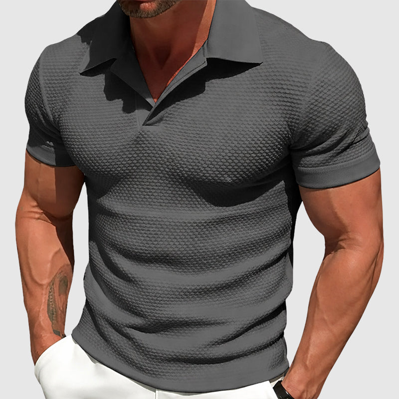 Edward | Men's Textured Short Sleeve Polo Shirt-MODAUTLET