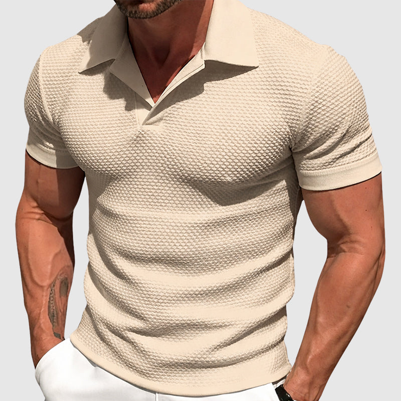 Edward | Men's Textured Short Sleeve Polo Shirt-MODAUTLET