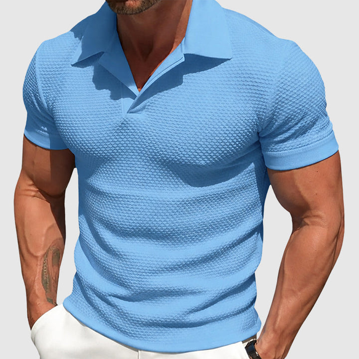 Edward | Men's Textured Short Sleeve Polo Shirt-MODAUTLET