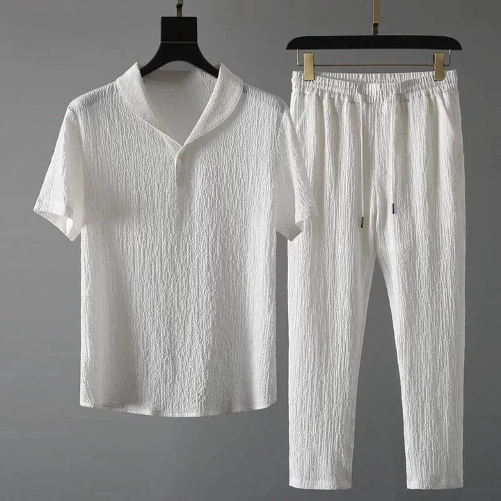 Edward | Men's Textured Short Sleeve Set-MODAUTLET