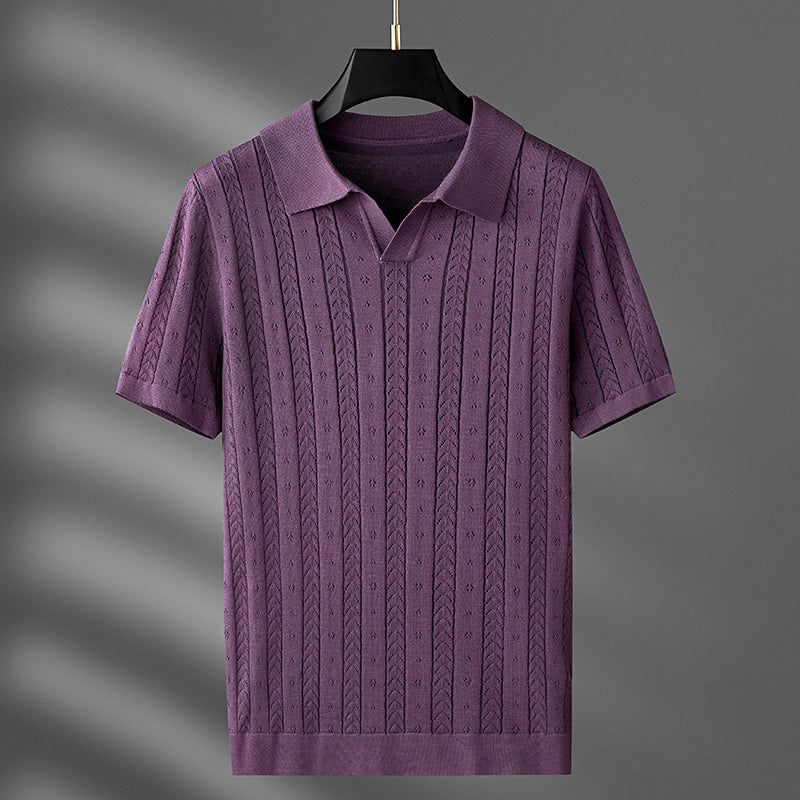 Edward | Herren Polohemd mit Zopfmuster