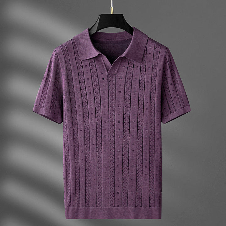 Edward | Herren Polohemd mit Zopfmuster