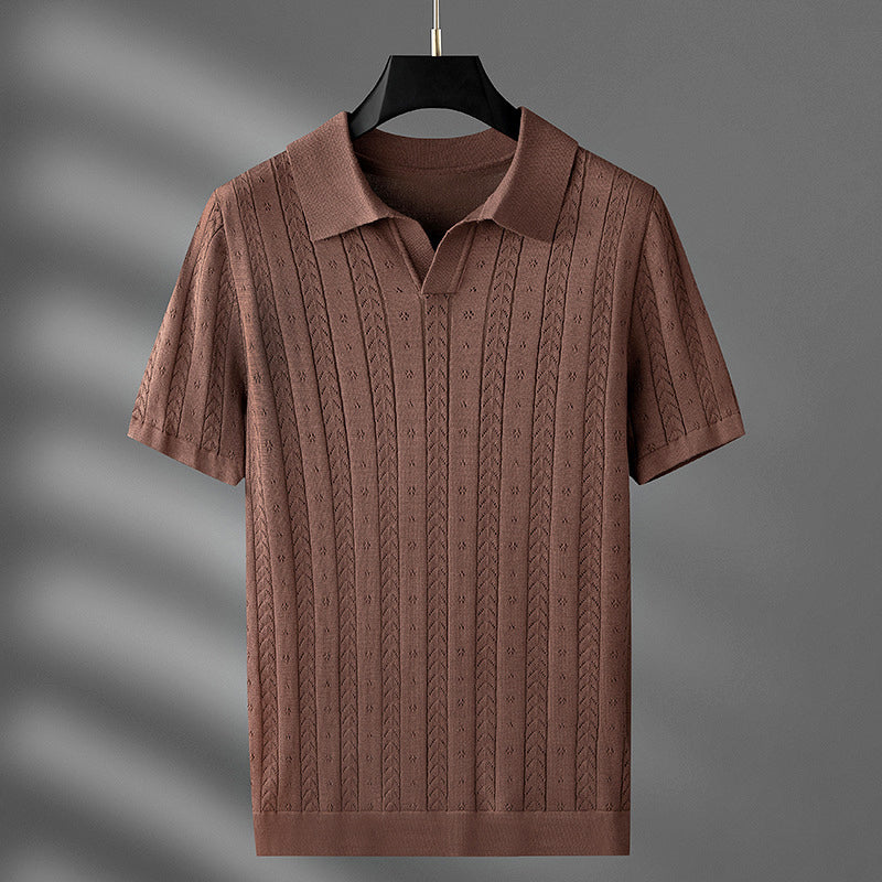 Edward | Herren Polohemd mit Zopfmuster