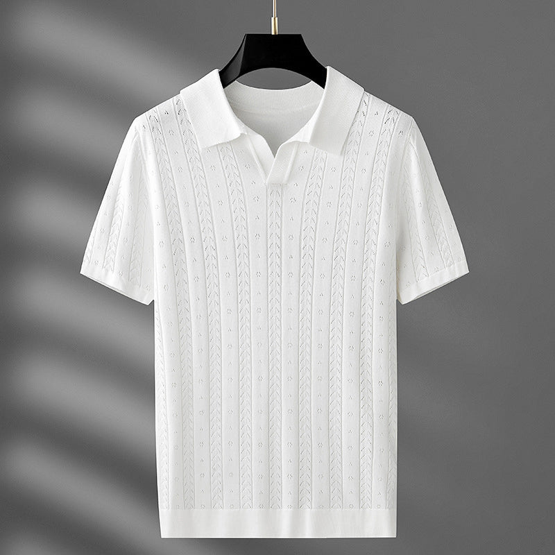 Edward | Herren Polohemd mit Zopfmuster