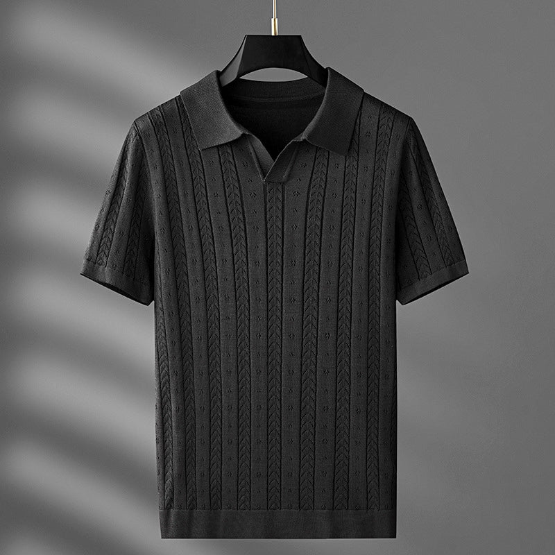 Edward | Herren Polohemd mit Zopfmuster