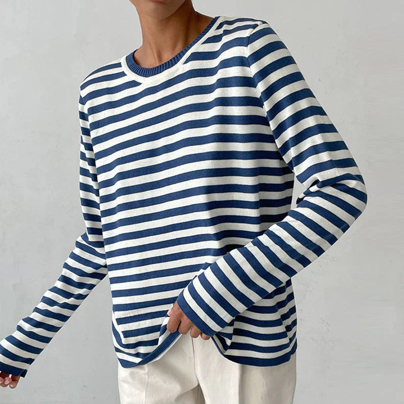 Women's Striped Long Sleeve Top Blue