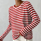 Women's Striped Long Sleeve Top Red