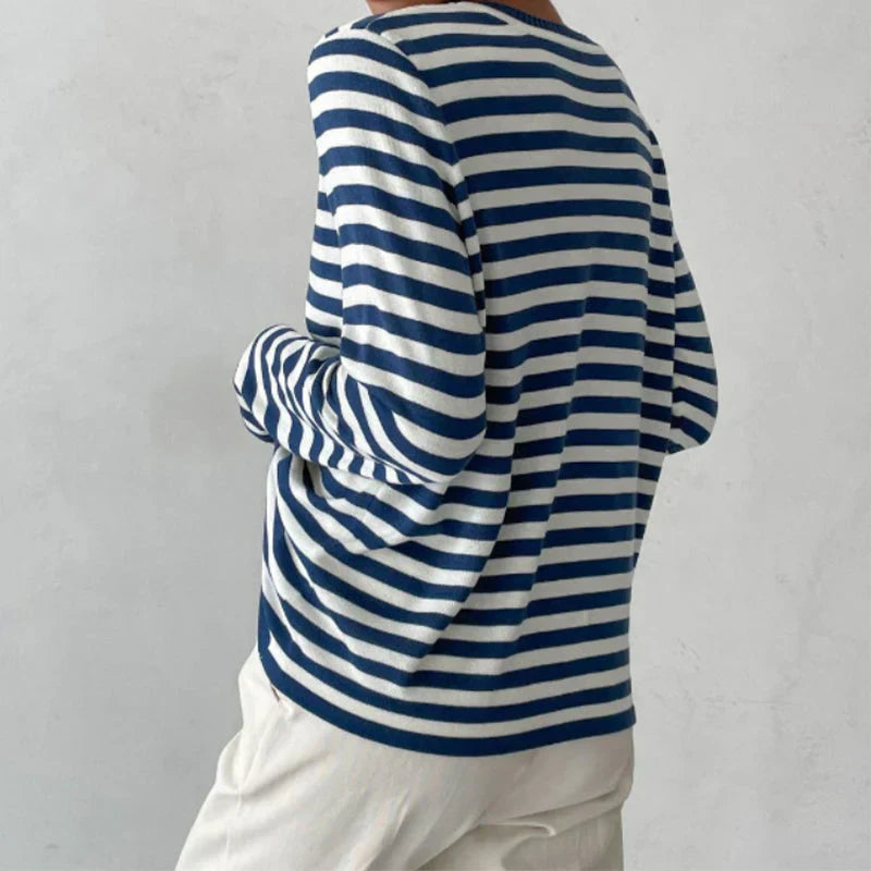 Women's Striped Long Sleeve Top-MODAUTLET