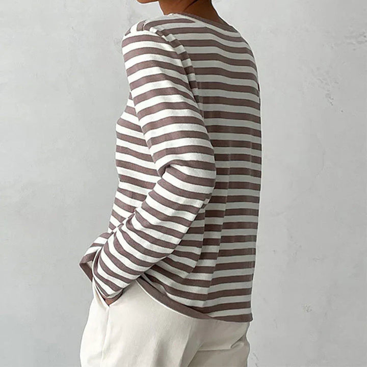Women's Striped Long Sleeve Top-MODAUTLET