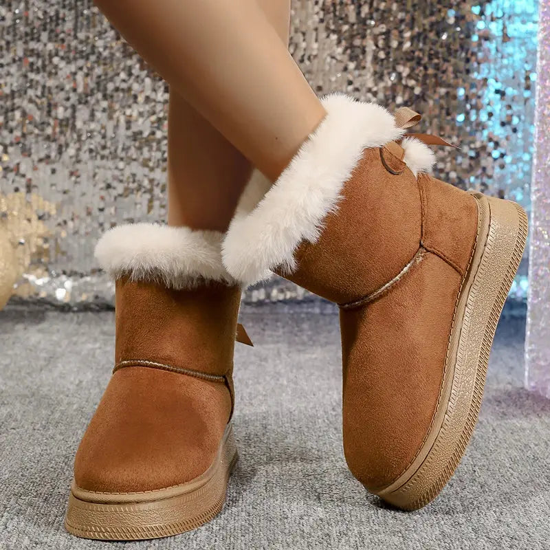 Women's Cozy & Stylish Bow Snow Boots – Elegant Winter Footwear
