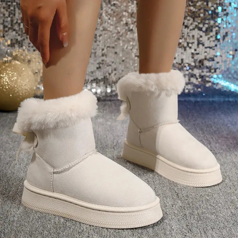 Women's Cozy & Stylish Bow Snow Boots – Elegant Winter Footwear