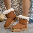 Women's Cozy & Stylish Bow Snow Boots – Elegant Winter Footwear Brown