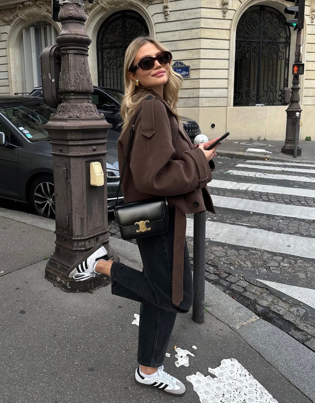 Elegant Cropped Belted Wool Coat