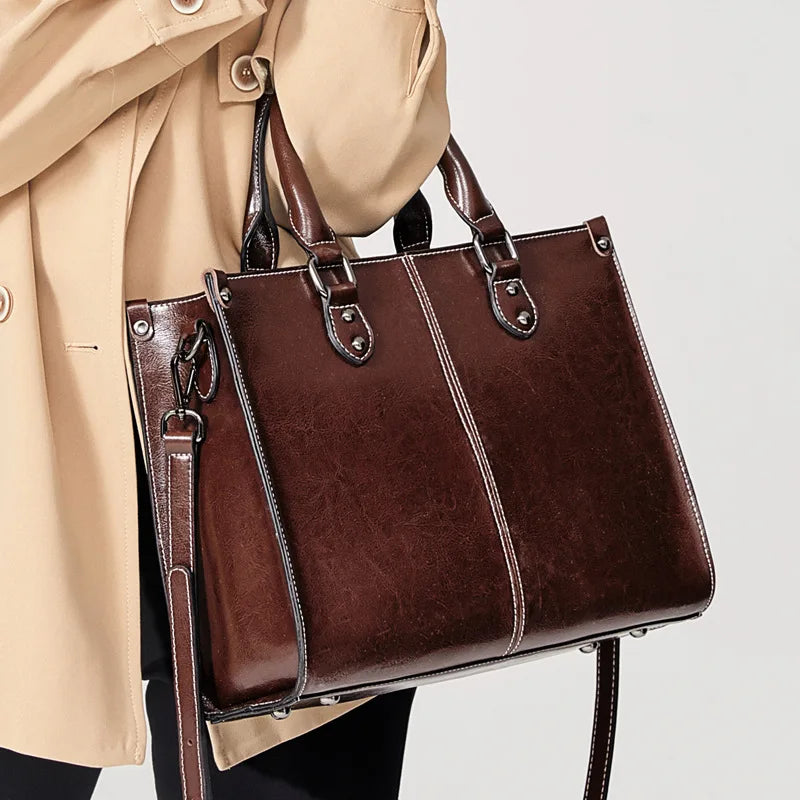 Elegant Genuine Leather Women's Tote Bag-MODAUTLET