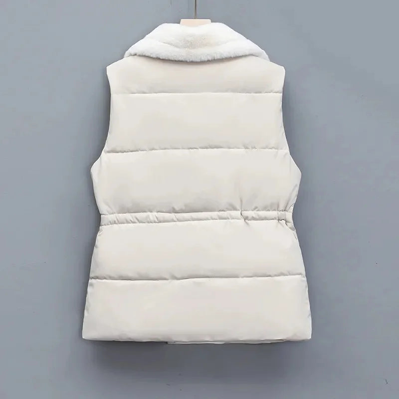 Elegant Layering Vest – Faux-Fur Collar Puffer